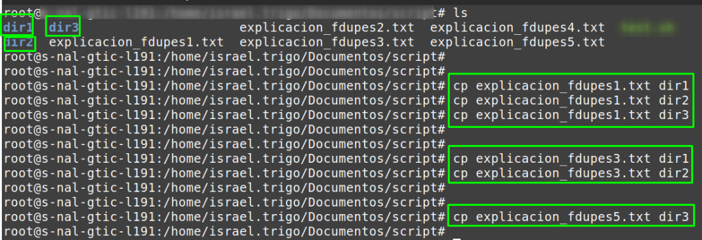 Copia de ficheros en nuevos directorios