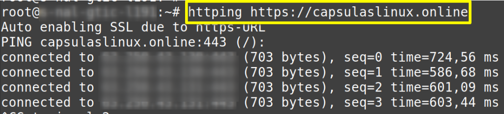 Prueba básica con HTTPing