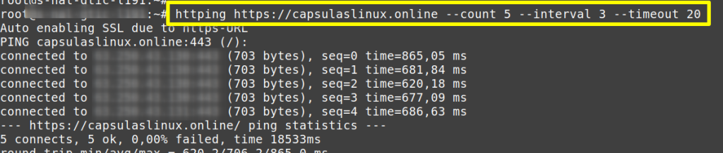 Prueba de HTTPing con control de conteo, intervalo y tiemout
